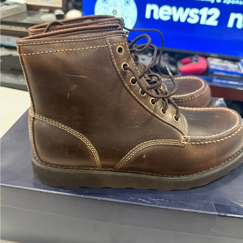 Brooks Brothers 346 Model Dark Brown Leather Lace-Up Boots Mens Size 9.5